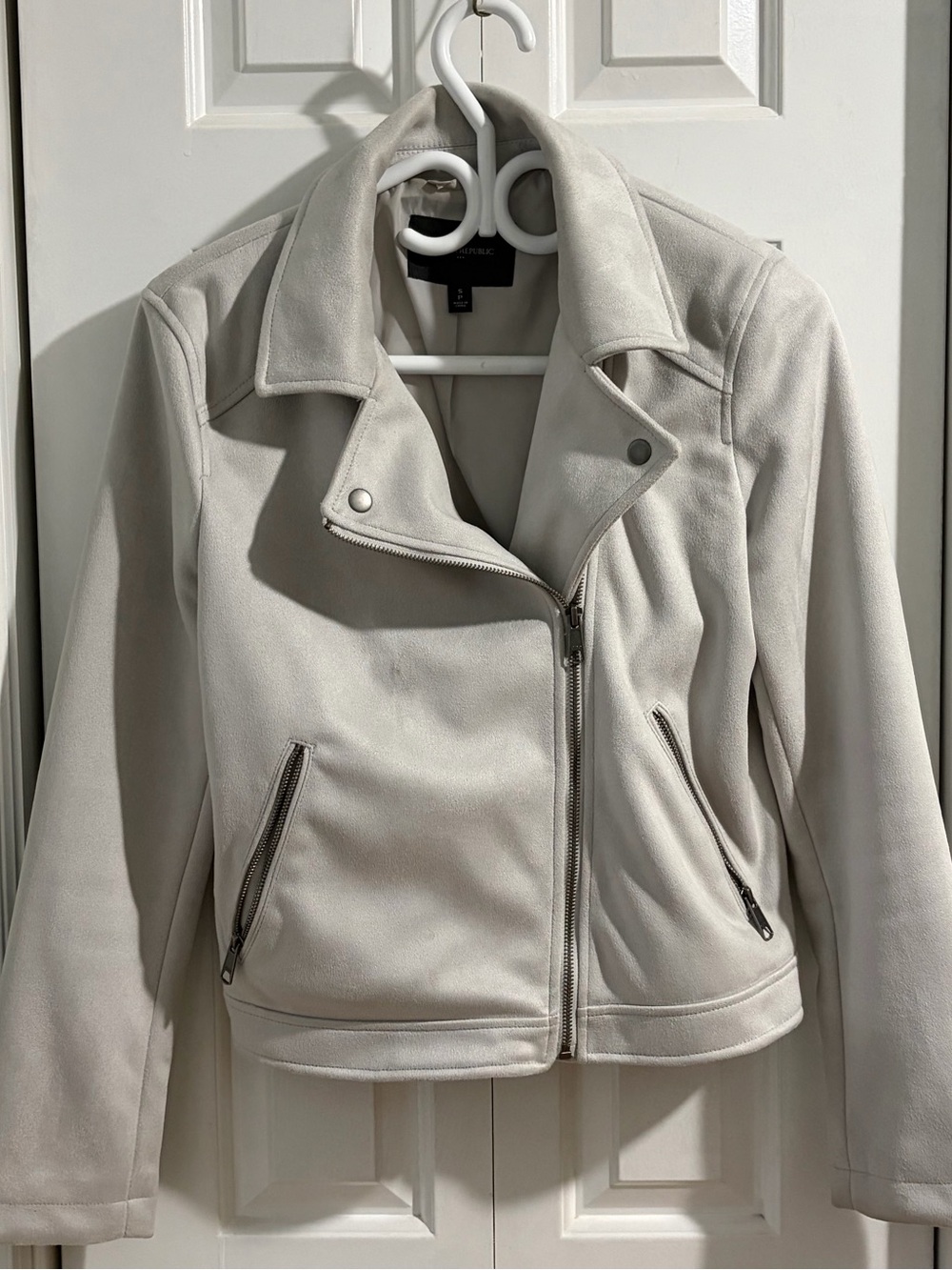 Banana Republic Light Gray Suede Moto Jacket